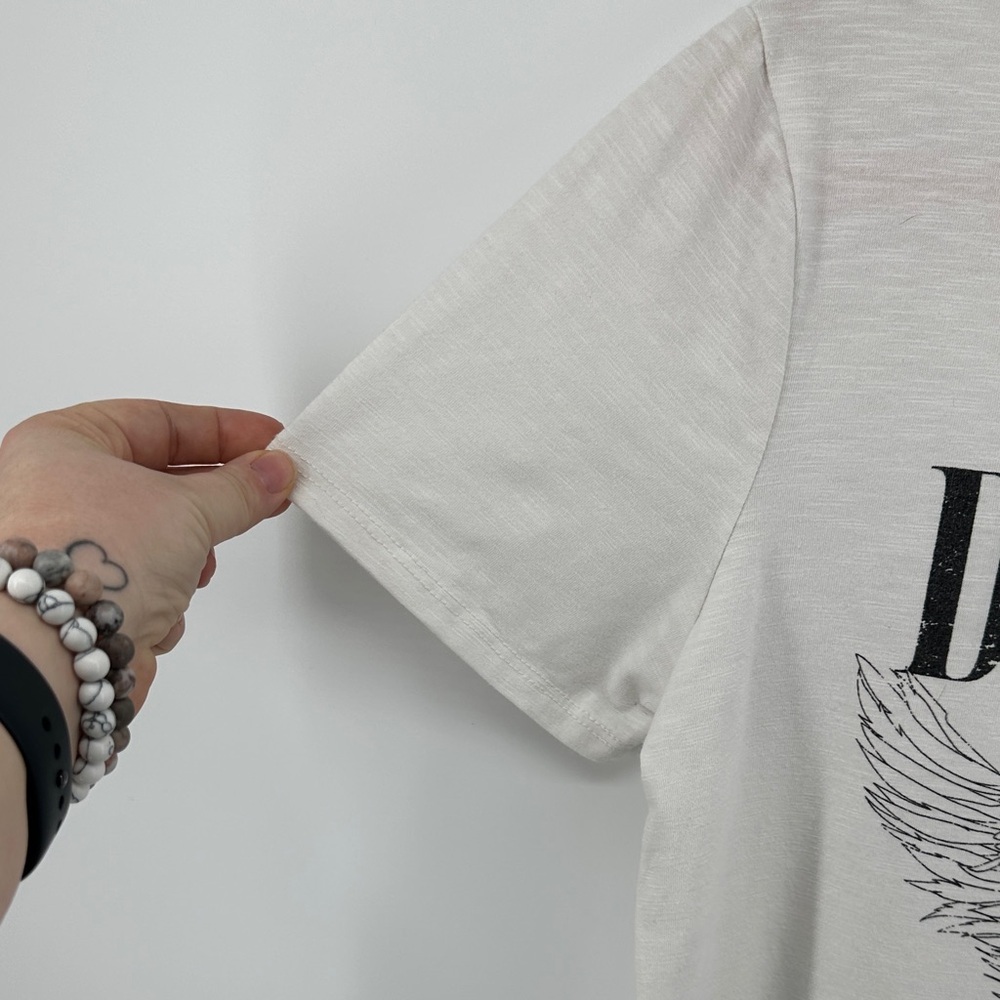 Promesa Boho Graphic Tee Streetwear Indie Wings White Short Sleeve Tee SzM - Picture 3 of 15
